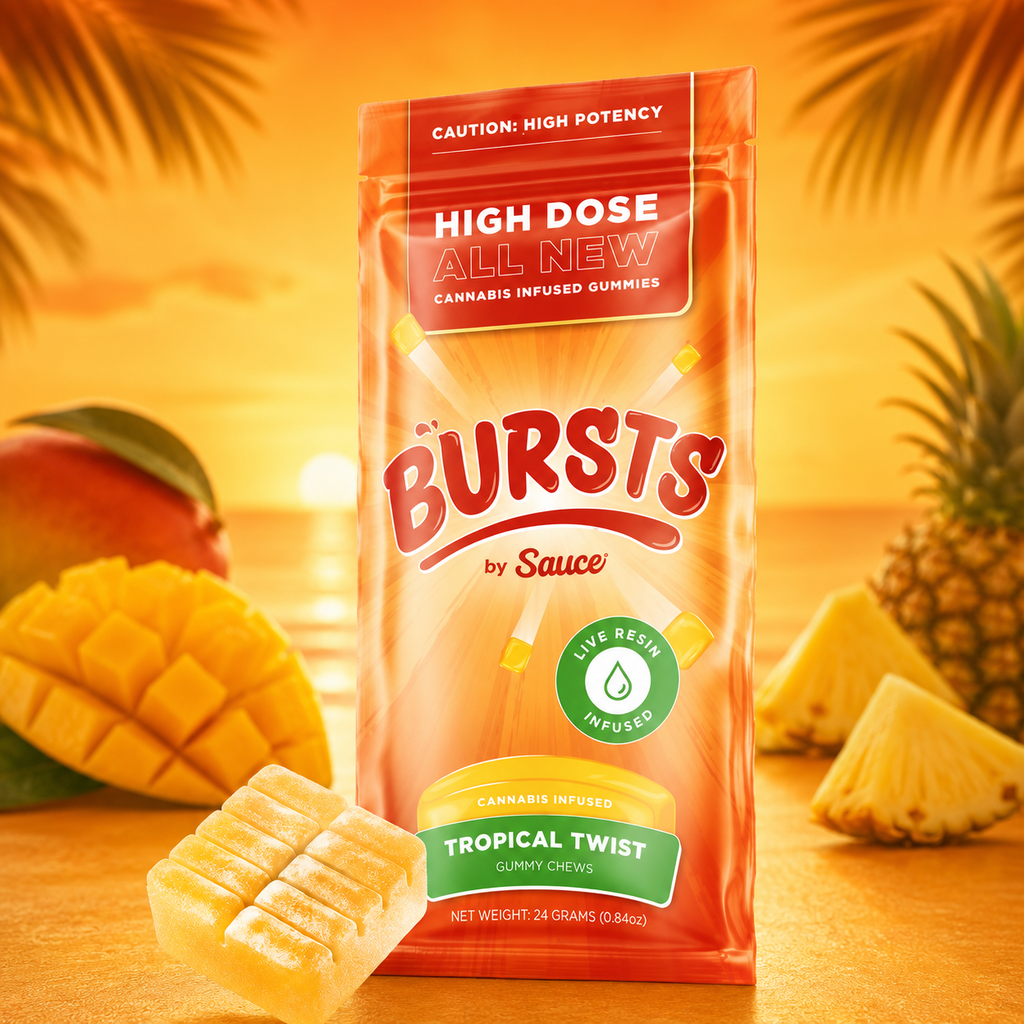 sauce-bursts-tropical-twist-800mg-kingkong-dispensary-georgetown-dc Bursts by Sauce Tropical Twist | 800MG Live Resin Gummies | 4-Pack High Dose | - Image 1