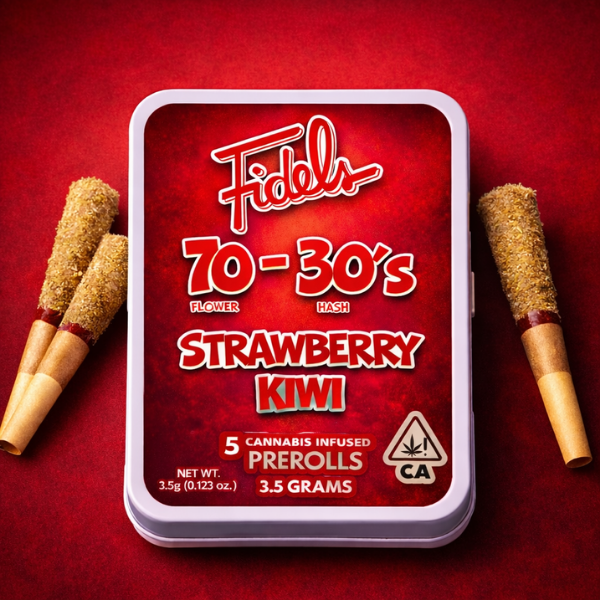 Fidels Strawberry Kiwi infused hash pre rolls available at King Kong Dispensary Arlington VA and Washington DC