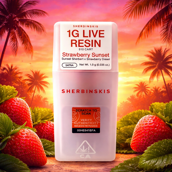Sherbinskis Strawberry Sunset vape cart available in Arlington VA and Washington DC