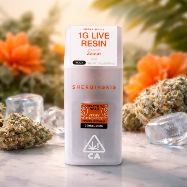 Sherbinskis Zauce indica vape cart available in Arlington VA and Washington DC
