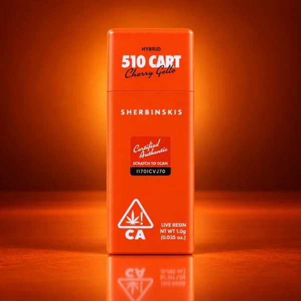 Sherbinskis Cherry Gello Live Resin 510 Cartridge Packaging Box – 1g Hybrid