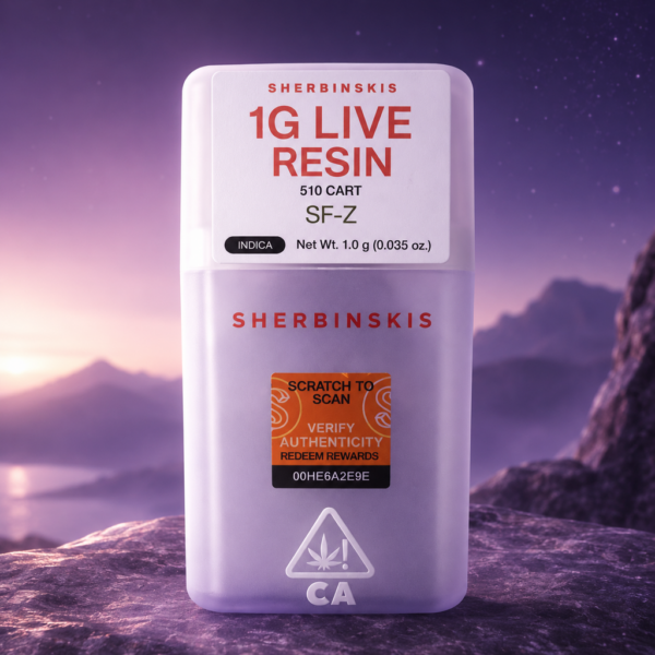 Sherbinskis SF-Z Indica Live Resin 510 Cart at King Kong Dispensary Georgetown DC