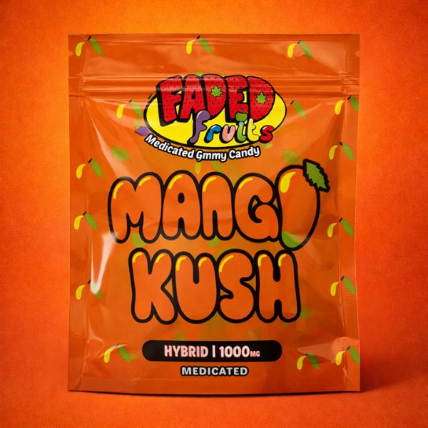 Faded Fruit Mango Kush hybrid gummies available in Arlington VA and Washington DC