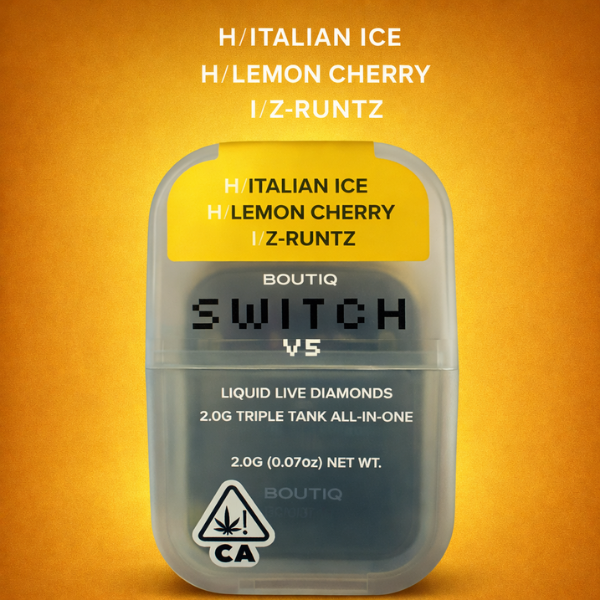 Boutiq Switch V5 Italian Ice Lemon Cherry Z-Runtz 2G disposable available in Arlington VA and Washington DC