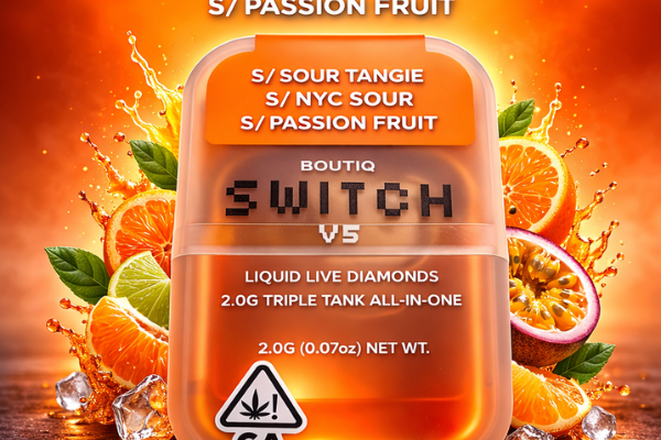 Boutiq Switch V5 Sour Tangie NYC Sour Passion Fruit 2G vape at King Kong Dispensary Washington DC