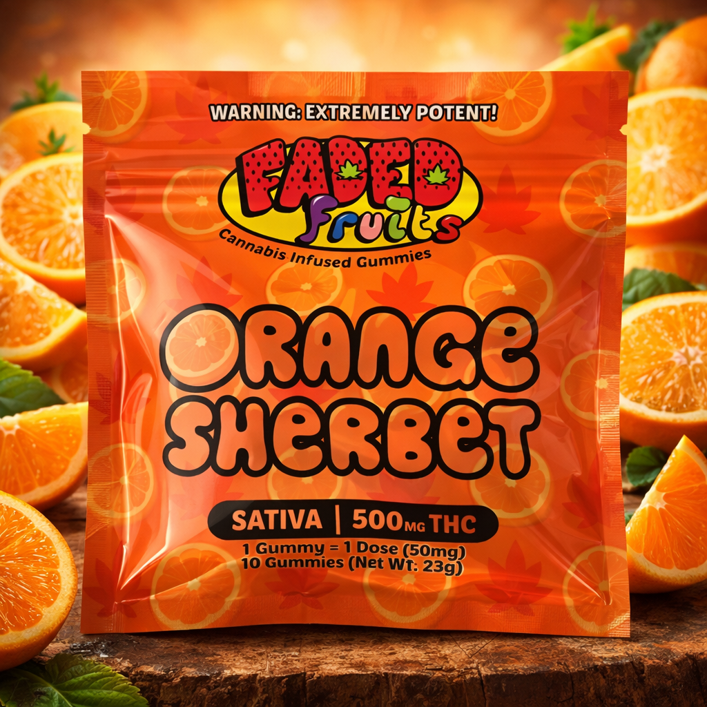 faded-fruits-orange-sherbet-500mg-thc-gummies-georgetown-dc Faded Fruits Orange Sherbet THC Gummies 500MG sativa Georgetown DC King Kong