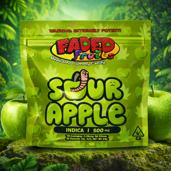 Faded Fruits Sour Apple THC Gummies 500MG indica Georgetown Washington DC King Kong Dispensary