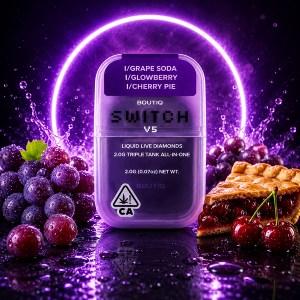 Boutiq Switch V5 Disposable Cart - Grape Soda(I) + Glowberry(I) + Cherry Pie(I)