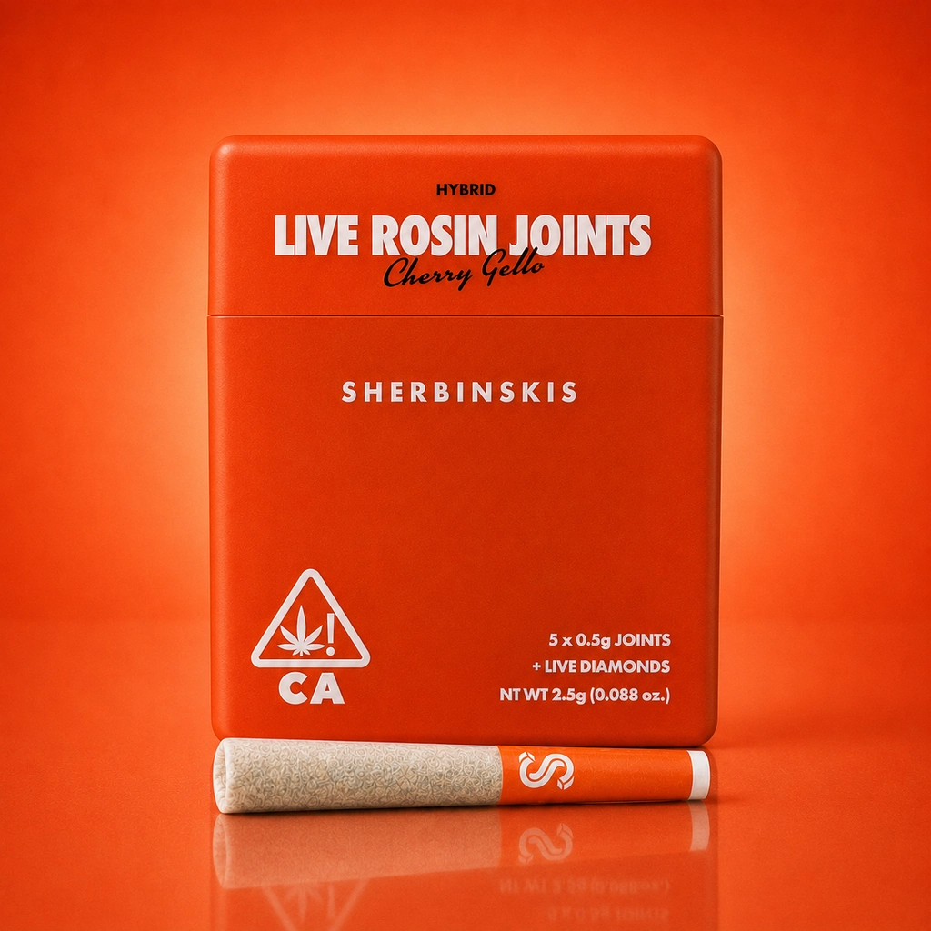 Sherbinskis Cherry Gello Live Rosin Joints Sherbinskis Cherry Gello joints 5-pack with live rosin