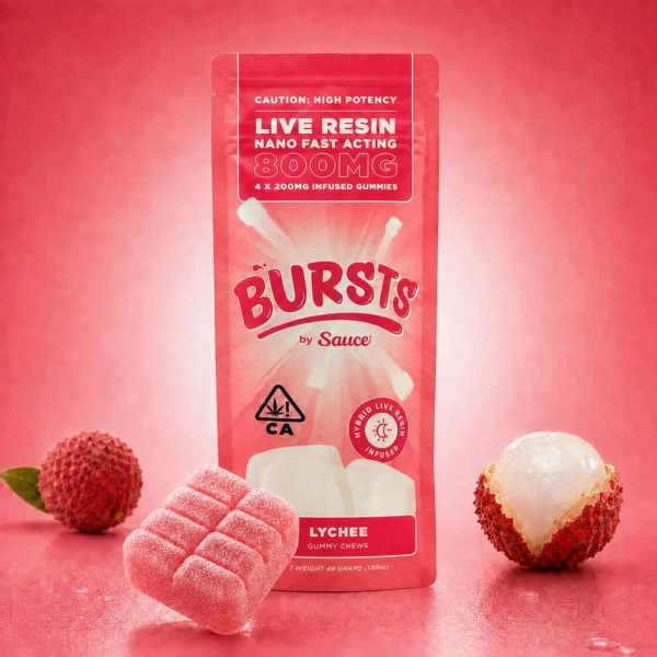Bursts by Sauce Lychee 800MG live resin gummies